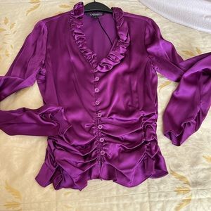 Raffinalla purple ruched silky top